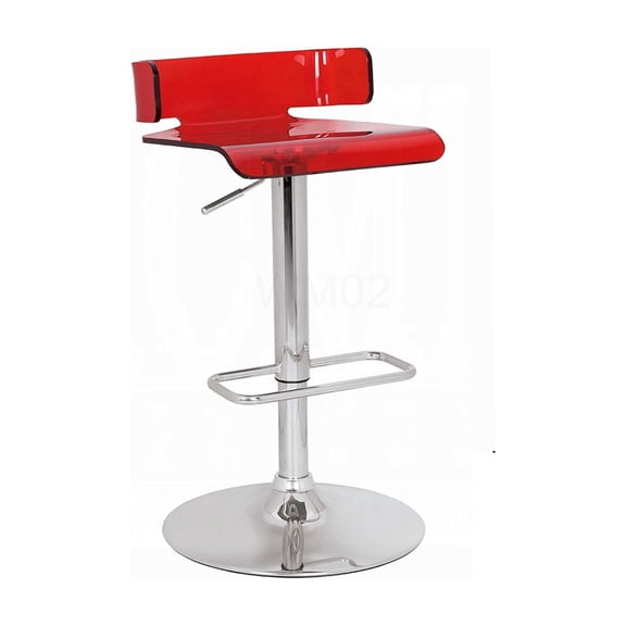 Modern Red Acrylic Swivel Bar Stool with Chrome Base, Adjustable Height for Kitchen Island Counter