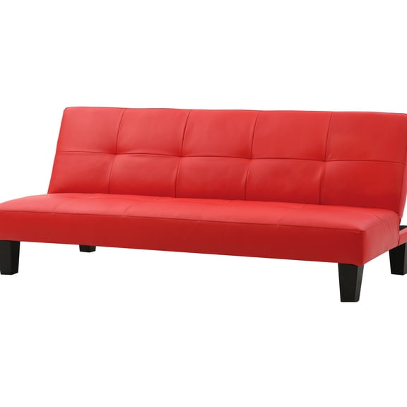 Modern Red Bed - 2 Person Seat, Faux Leather Cover, Quick Setup, Complements Various Styles Of Decor For Cozy Spaces Seats, Upholstery, Armless, Easy Assembly