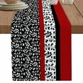 thumbnail image 1 of Modern Red Black Flower Table Runner-70 Inch Long Abstract Floral Stripes Table Runners Linen Burlap Tablerunner for Kitchen Dining Room Holiday Party, 1 of 9