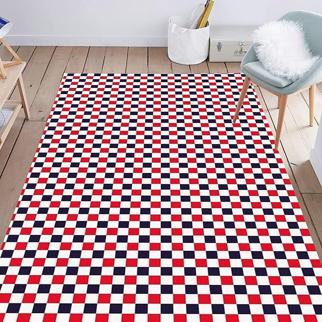 Red Rug White Line Work Red And White Floor Runner