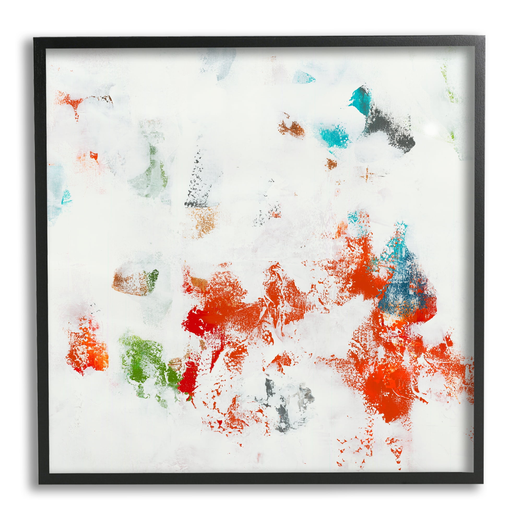 Modern Red Green Blue Paint Pop Abstraction Abstract Framed Art Print Wall Art, 17x17