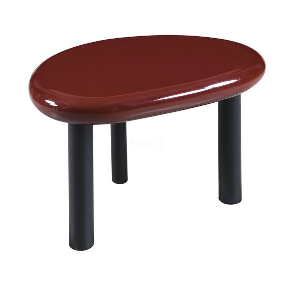 Modern Red High Gloss Accent Table with Metal Base