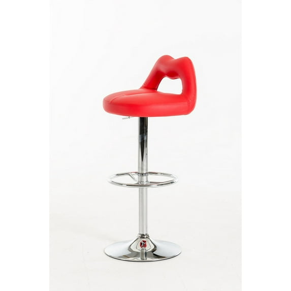HomeRoots 282919 Modern Red Leatherette Bar Stool