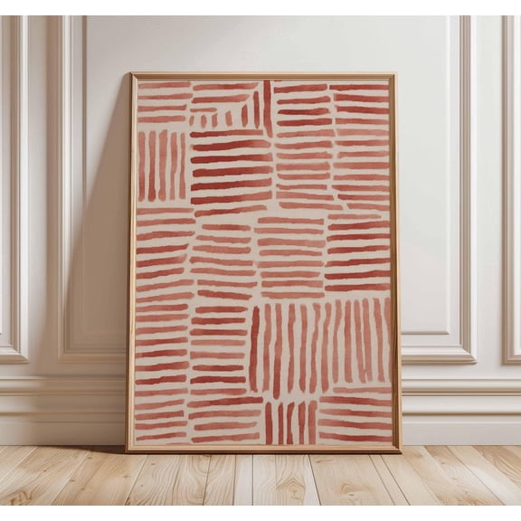 Modern Red Line Pattern Poster, Unframed Paper Poster 8x10in