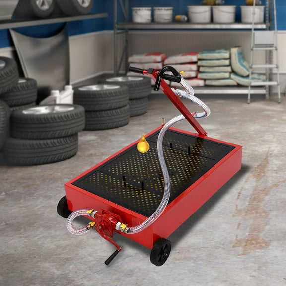 Modern Red Oil Drain Pan, 20 Gallon Oil Drain Tank, Large Capacity Oil Change Pan With 20gal Capacity Tank