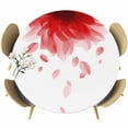 thumbnail image 1 of Modern Red Round Tablecloth, Fitted Table Cover with Elastic for 45"-54" Round Tables, Gradient Floral Abstract Bohemian White Table Cloth Outdoor Indoor Dinning Party Waterproof Tablecloths, 1 of 7