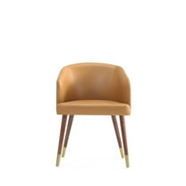 Reeva Dining Chair with Solid Wood Legs in Walnut and Camel