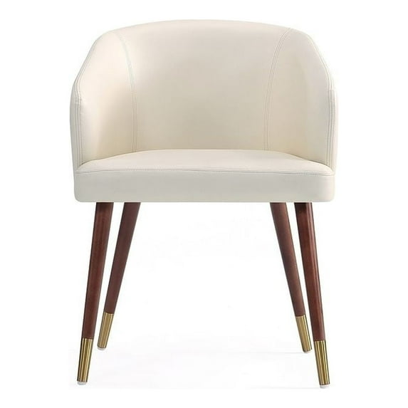 Reeva Dining Chair with Solid Wood Legs in Walnut and Cream