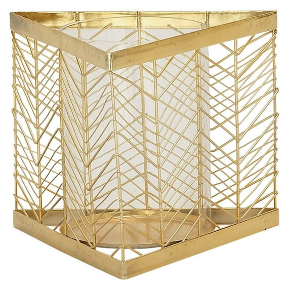 Modern Reflections METAL AND GLASS GOLD CANDLEHOLDER -MULTI-COLOR