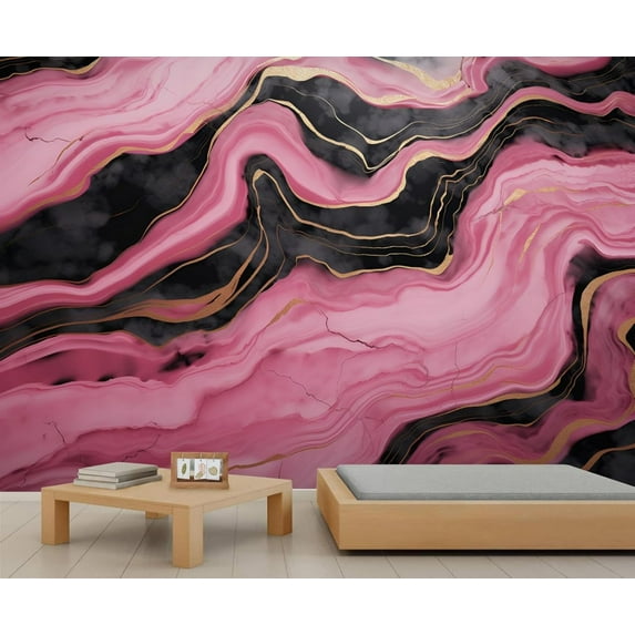 Modern Rendered Marble Texture 3D Wall Murals Wallpaper, Abstract Cracks Wall Poster Murals, Wall Painting Art Wallpaper For Living Room And Bedroom Home Decor 79"W x 55"H (Not Peel and Stick)