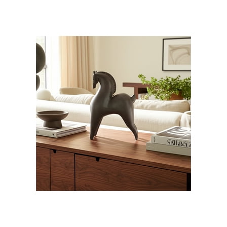 Modern Resin Horse Figurine - Polyresin Decorative Sculpture for Home & Office - Stylish Tabletop Accent for Living Room, Bedroom & Desk - 12" Gray