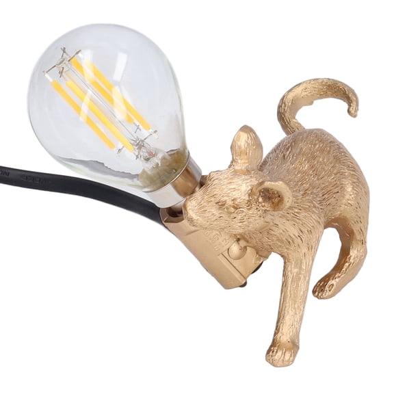 Modern Resin Mouse Lamp Table Desk Light Golden Animal Shape E12 Bedside Lamp for Bedroom Study Room Decor 5.4 x 2.6 inches / 13.7 x 6.5 cm US Plug Included Bulb