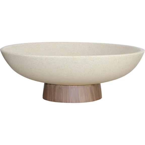 Modern Resin Pedestal Bowl Large Fruit Bowl for Kitchen Counter, Catch All Bowl for Entryway Table, Stylish Key Bowl & Dining Centerpiece, Brown