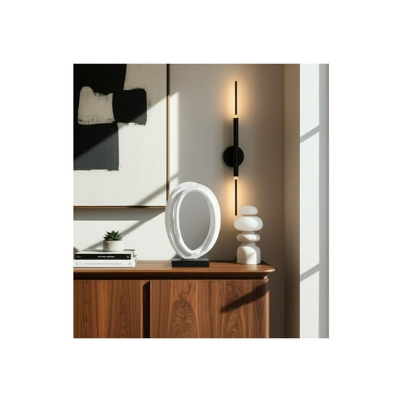 Modern Resin Sculpture - Abstract Polyresin Art Decor for Home & Office - Contemporary Minimalist Tabletop Accent for Living Room, Bedroom, Desk & Shelf - 11" Black & White