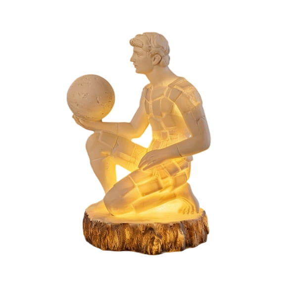 Modern Resin Sculpture Table Lamp with Human Figure Design and Geometric Pattern for Home Office Decor Lighting