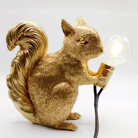Modern Resin Squirrel Table Lamp Light LED Resin Animal Small Squirrel Lights Bedside LED Home Decor Desk Light Fixtures Squirrel Lighting Fixture for Living Room, Bedroom,Home Office