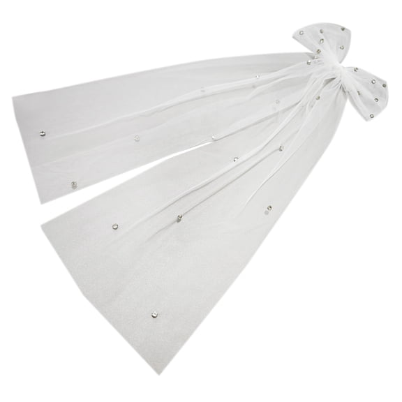Modern Rhinestones Bowknot Veil Hairpiece Comfortable Hair Clip Headwear For Bridesmaid Or Bride At Engagement Parties