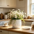 thumbnail image 1 of Modern Ripple Pattern Flower Pot, 7 Inch Plastic Planter with Tray, White Minimalist Pot for Small Plants and Greenery, 1 of 6