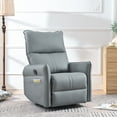 thumbnail image 1 of Modern Rocker Recliner Chair with 360° Swivel, Adjustable Lumbar Support & Side Pockets, Space-Saving Design for Living Room Home Theater Comfort, Blue-Gray, 1 of 9