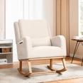 thumbnail image 1 of Modern Rocking Chair, Rocking Chair Nursery with 1 Lumbar Pillow and 2 Side Pockets, Soft Padded Nursery Rocking Chairs for Indoor Living Room Bedroom, Beige, 1 of 9