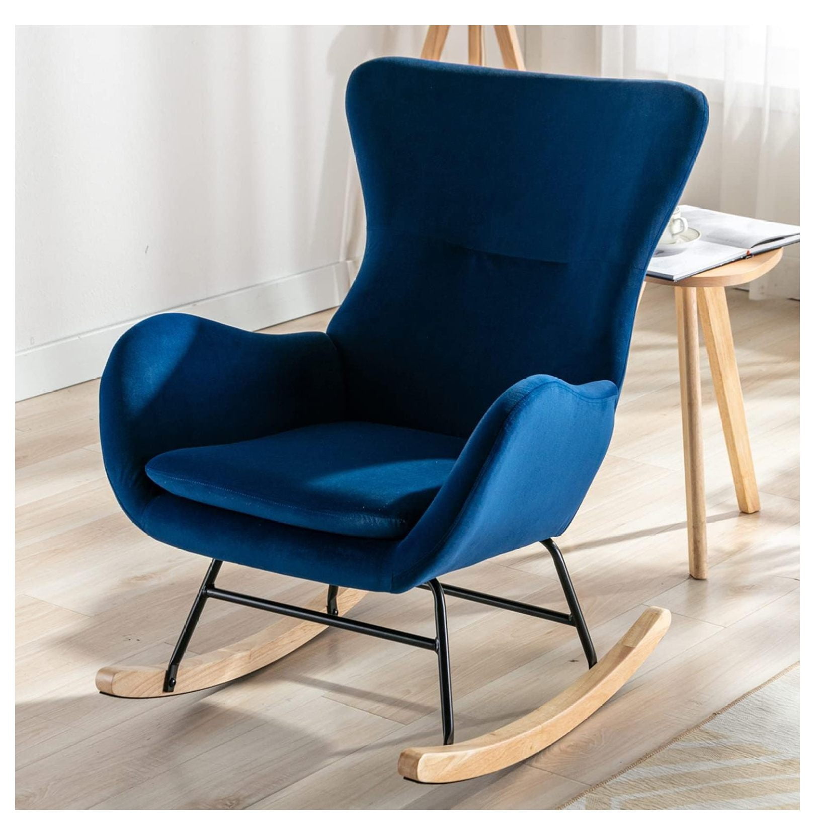 Modern Rocking Chair, Comfy Uplostered Accent Chair with High Backrest ...