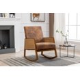 thumbnail image 1 of Modern Rocking Chair,Mid Century Modern Glider Chair Faux Leather Upholstered Rattan Chair,Single Accent Chair with Wood Arm Rests for Living Room Bedroom Office,Coffee, 1 of 7