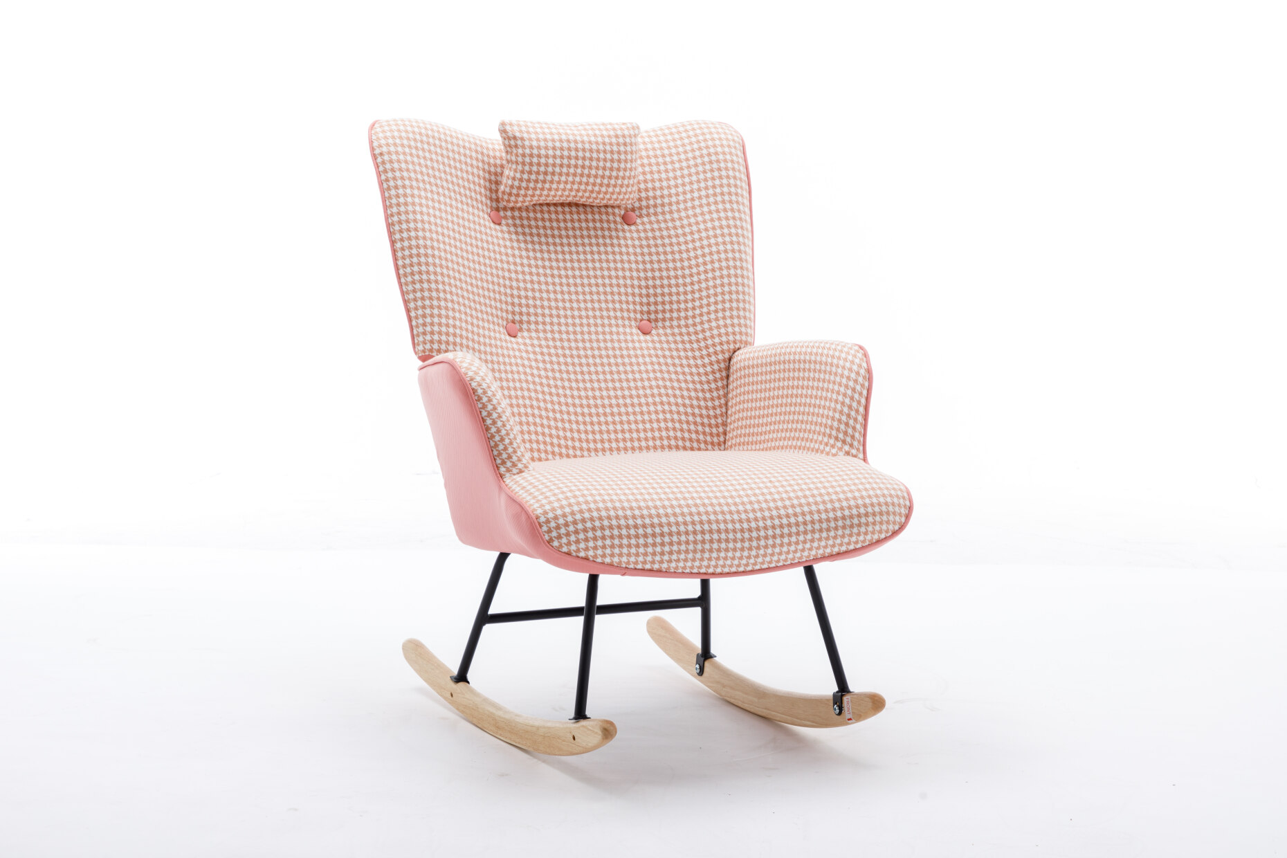 Modern Rocking Chair, Soft Houndstooth Fabric Leather Fabric Rocking ...