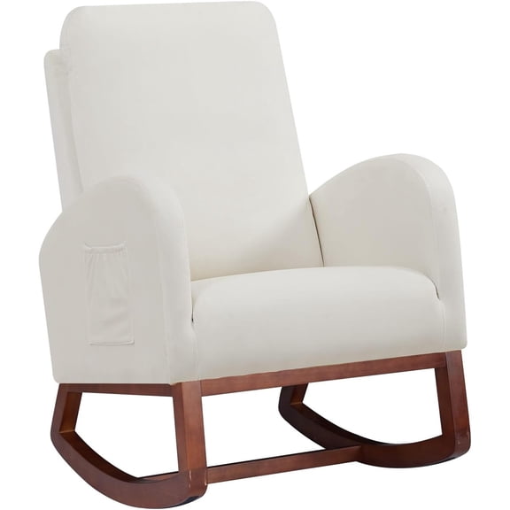 Modern Rocking Chair Upholstered Glider Rocker Chair Padded Accent Chair Lounge Armchair for Nursery, Living Room