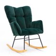 thumbnail image 1 of Modern Rocking Chair Velvet Upholstered Glider Rocker Rocking Accent Chair Padded Seat with High Backrest Armchair Comfy Side Chair for Living Room Bedroom Offices Dark Green, 1 of 8