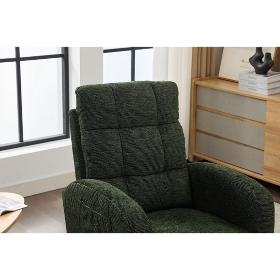 Modern Rocking Chair with Solid Wood Legs & Adjustable Footrest, High Back Support, Side Pocket Armchair for Living Room & Nursery Comfort