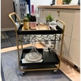 thumbnail image 1 of Modern Rolling Bar Cart with Wine Rack & Glass Holder, Sleek Black Metal Frame, Easy Assembly, Ideal for Home & Kitchen Use, 1 of 9
