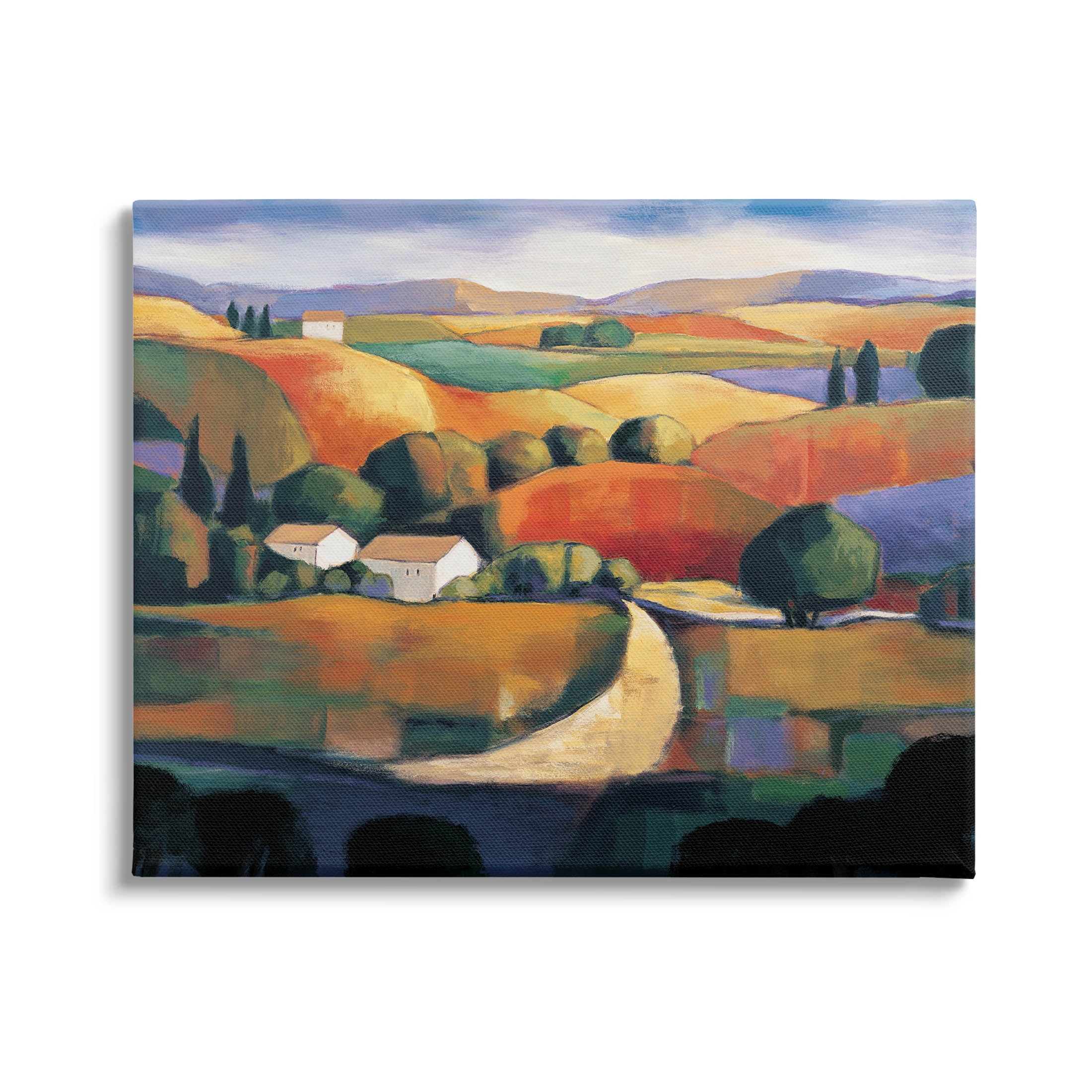 Modern Rolling Hills Countryside Landscape Painting Gallery Wrapped Canvas Print Wall Art