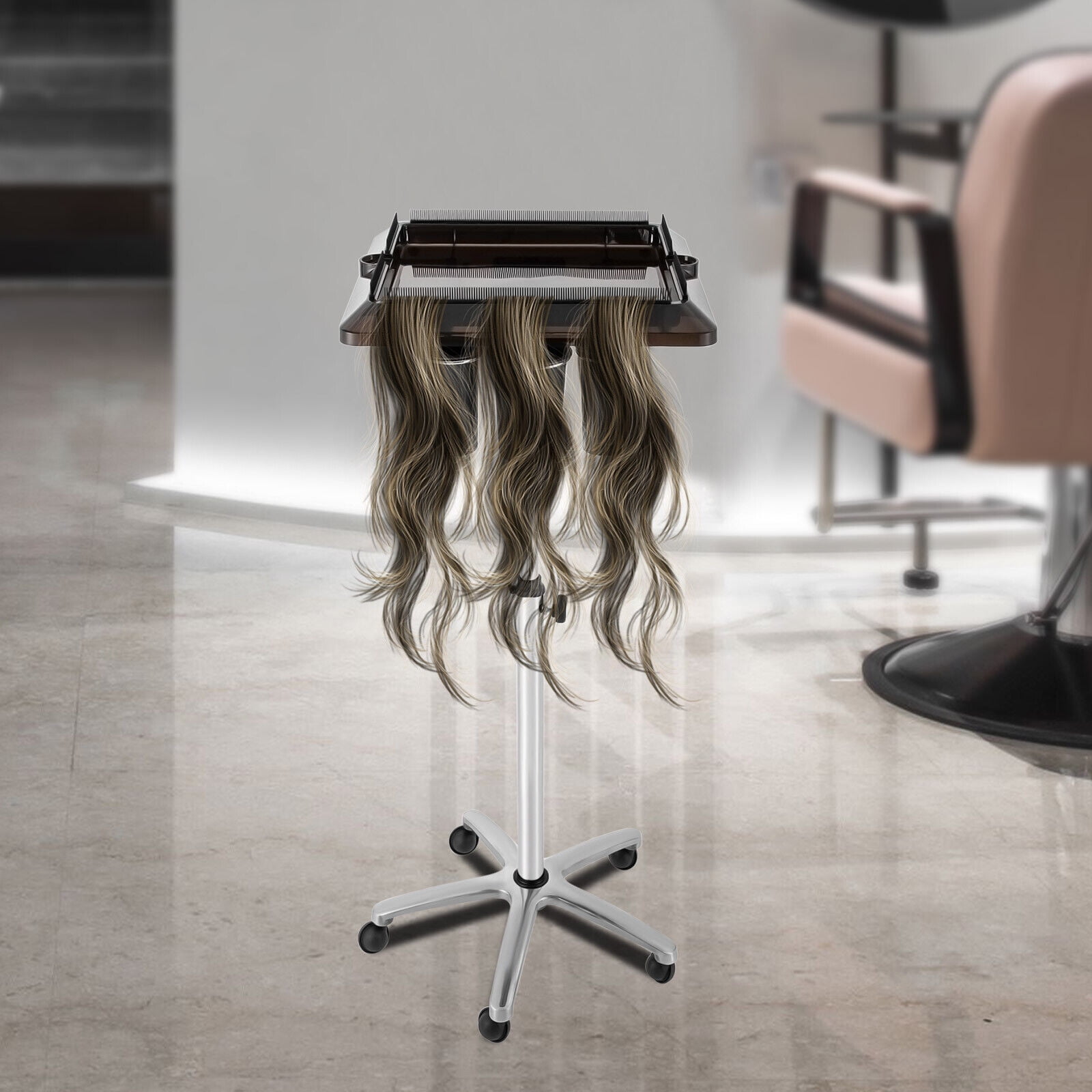 Modern Rolling Salon Tray Cart Hair Extension Tool Height Adjustable