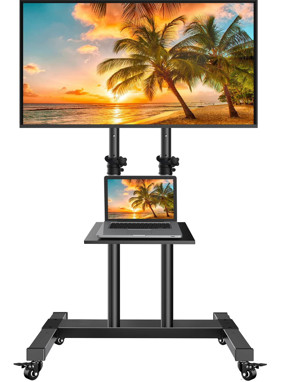 Modern Rolling TV Stand Mobile Tilting TV Cart Floor TV Stand with