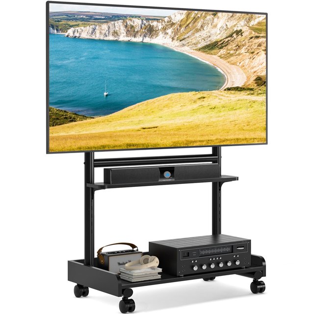 TAVR Universal Modern Rolling TV Stand – Fits 13 To 50 Inch Screens, With Wheels