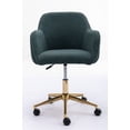 thumbnail image 1 of Modern Rolling Teddy Fabric Executive Office Chair with Adjustable Height and 360 Revolving, Swivel Accent Back Armchair with Wheels and Golden Base, Upholstered Vanity Chair, Green, 1 of 9