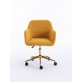 thumbnail image 1 of Modern Rolling Teddy Fabric Executive Office Chair with Adjustable Height and 360 Revolving, Swivel Accent Back Armchair with Wheels and Golden Base, Upholstered Vanity Chair, Yellow, 1 of 9