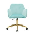 thumbnail image 1 of Modern Rolling Velvet Fabric Executive Office Chair with Adjustable Height and 360 Revolving, Swivel Accent Back Armchair with Wheels and Golden Base, Upholstered Vanity Chair, Aqua Light Blue, 1 of 9