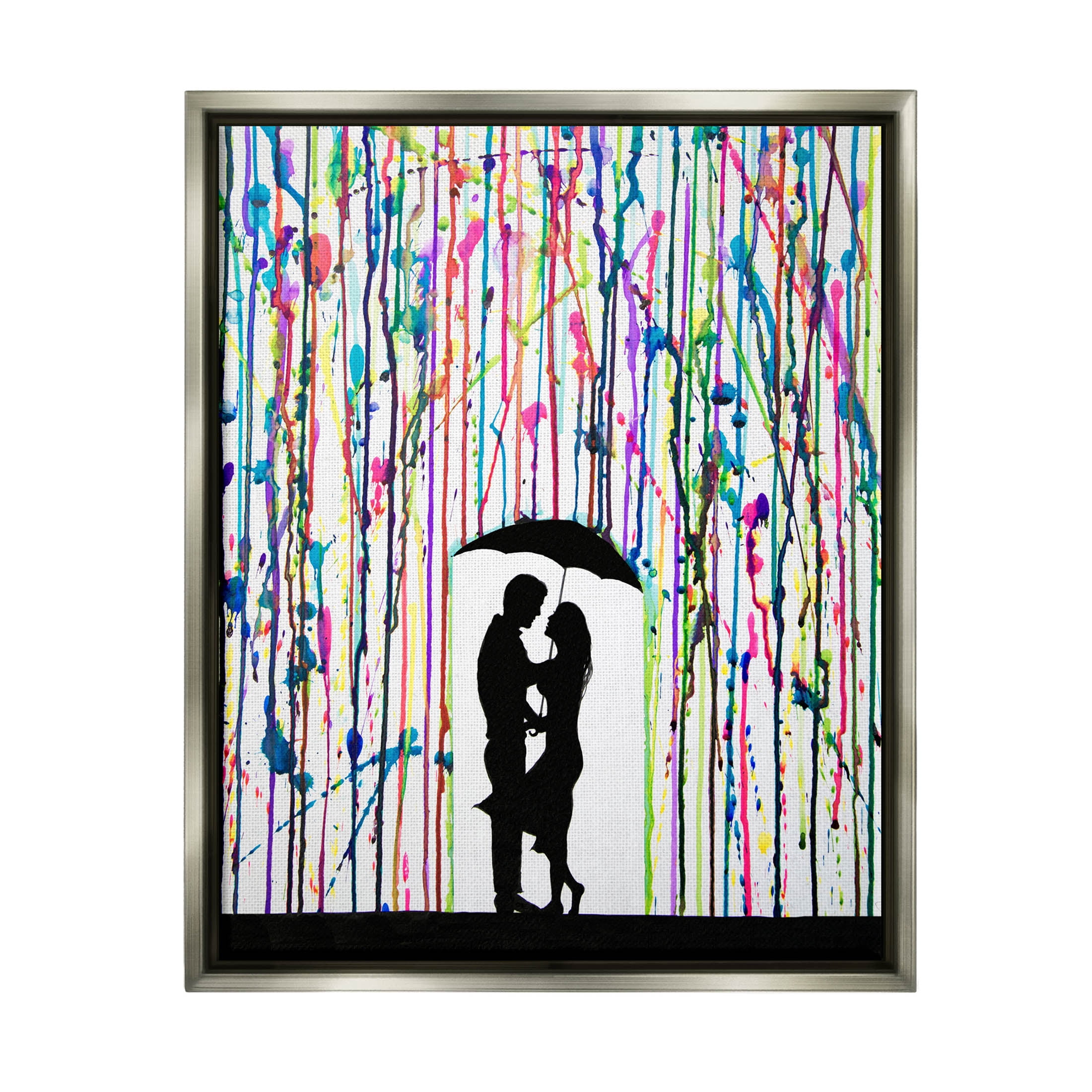 Modern Romantic Rainfall Silhouette Abstract Graphic Art Luster Gray Framed Art Print Wall Art