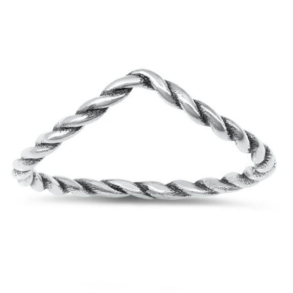 Modern Rope Chevron Knot Triangle Sterling Silver Ring 925 Jewelry Female Male Unisex Size 5
