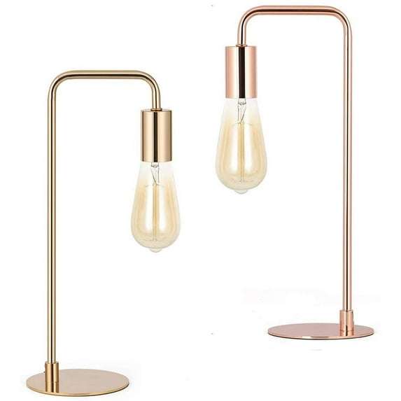 Modern Rose Gold Table Lamp Industrial Nightstand Lamp