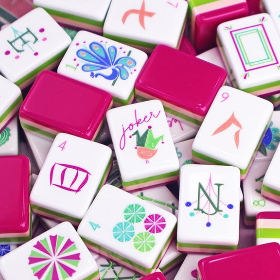 Modern Rose Red American Mahjong Set, 166 Professional Acrylic Tiles with Crystal Clear Layered Design, Luxury Tabletop Game for Social Parties & Home Gatherings, Includes Portable Carrying Bag