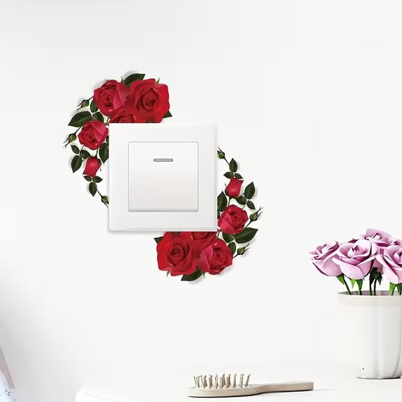 Modern Rose Switch Plate Cover - Elegant Removable Vinyl Sticker for Single/Double Switches & Outlets
