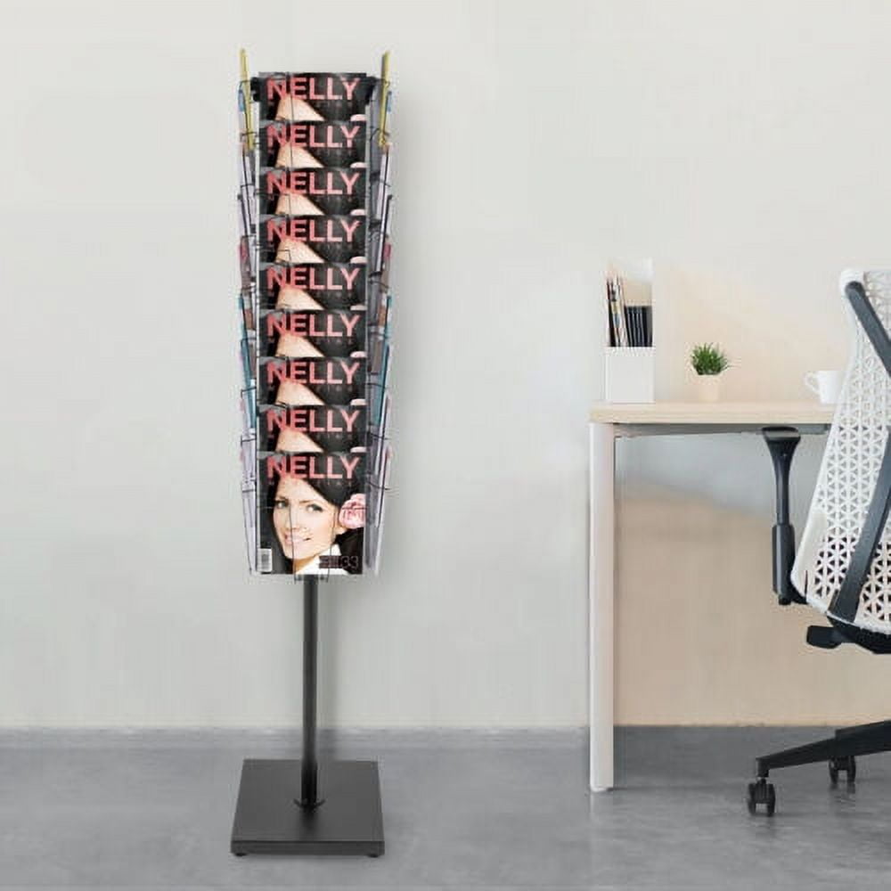 Modern Rotating Brochure Display Stand Detachable Magazine Rack With 36 Pockets