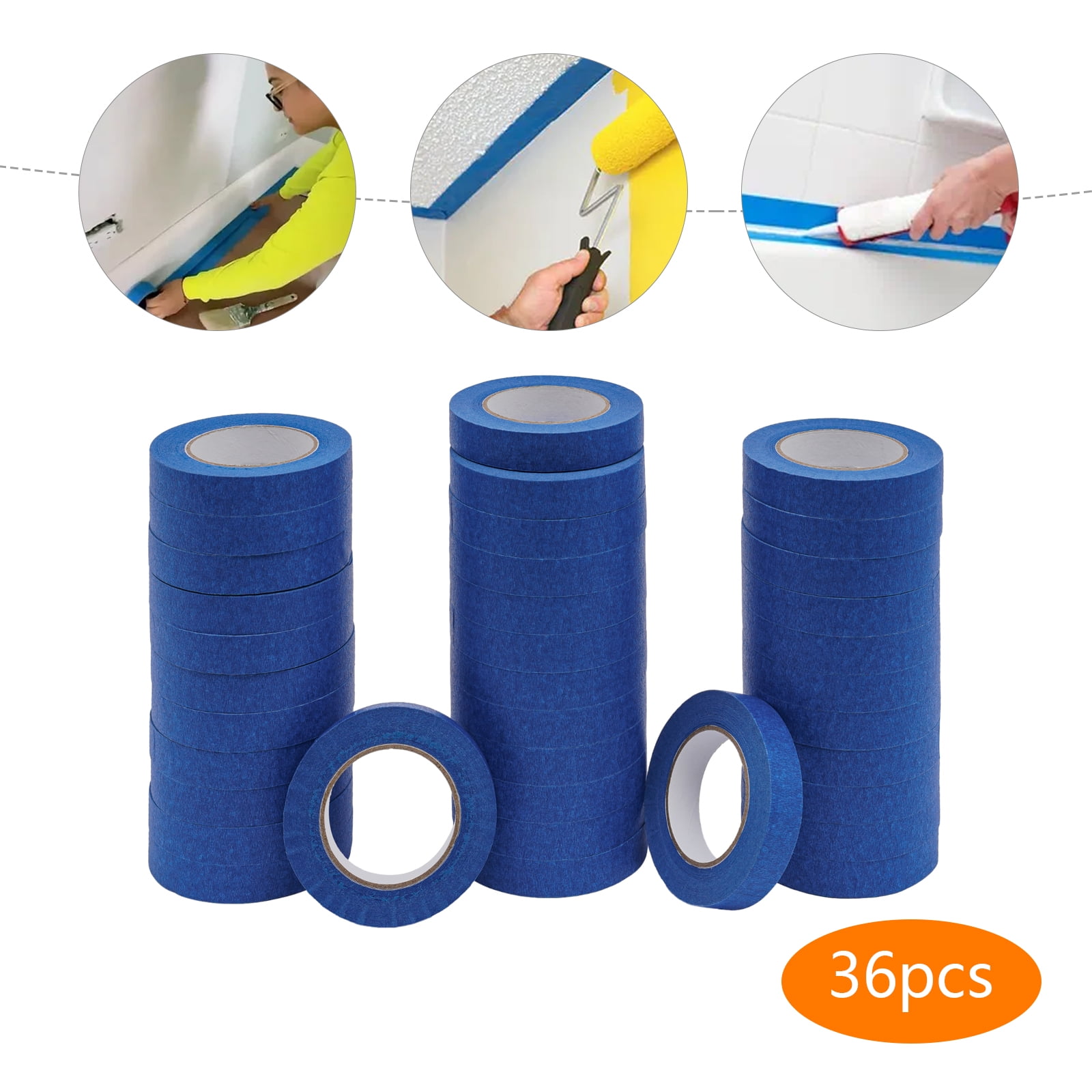 Modern Round 34/54 Rolls Blue Masking Tape Painting 2.4cm x 55m High Adhesive Non-marking Blue