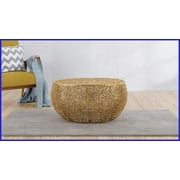 Modern Round Aluminum Coffee Table for Living Room, Gold Finish - Durable Versatile Centerpiece