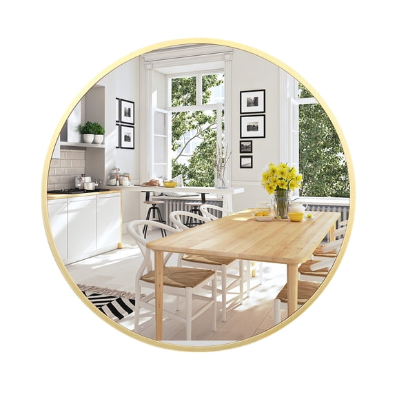 Modern Round Bathroom Mirror, Black Metal Frame Wall Mounted Circle Mirror, Shatter-Resistant Fogless Glass Easy Install for Vanity Bedroom Entryway Hallway Living Room Decor
