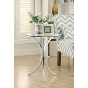Modern Round Chrome Side Table with Tempered Glass Top