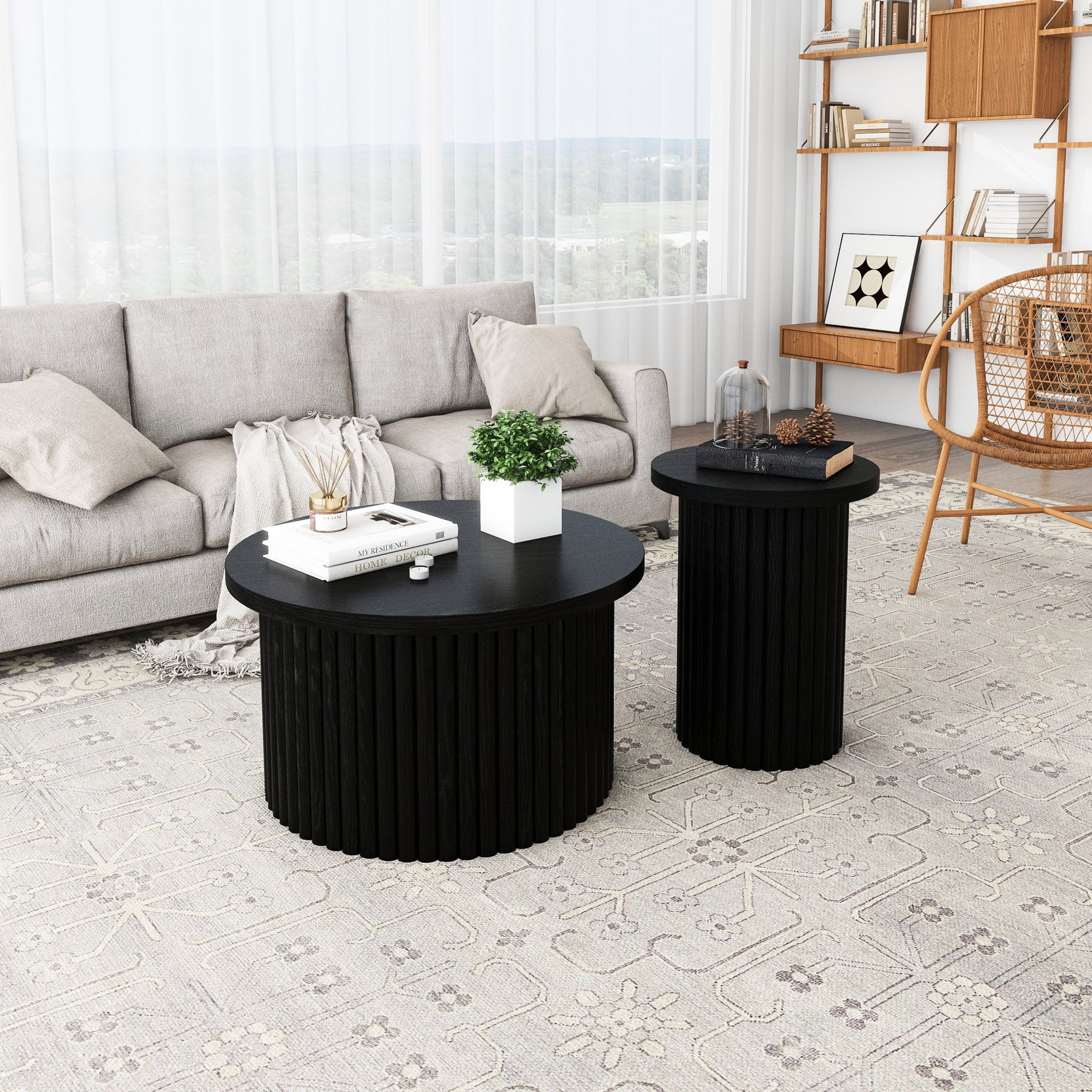 Modern Round Coffee Table Set, One Large One Small, Collocation Design ...