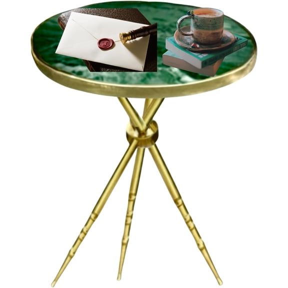 Modern Round Coffee Table with Faux Marble Top and Gold Three-Leg Frame, Lightweight
